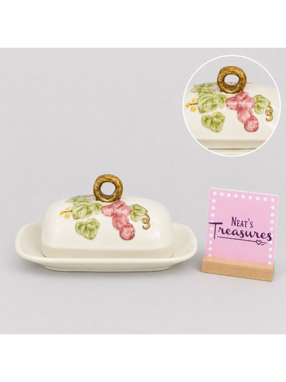 MCM Metlox Poppytrail Vernon VINTAGE PINK Grapes 1/4 Pound Covered Butter Dish